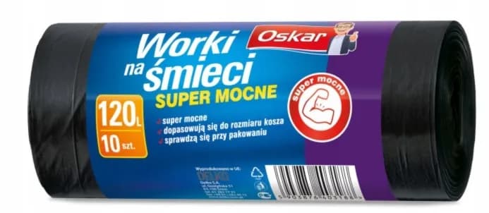 OSKAR Worki na śmieci 120L mocne czarne 10szt. – opakowanie produktu