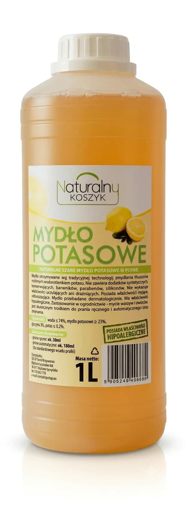 Mydło Potasowe w płynie Szare Naturalne 1L