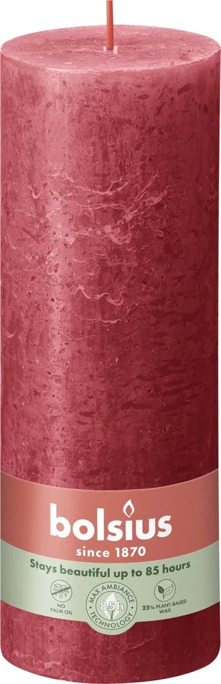 Bolsius świeca pieńkowa rustic shine delicate red 19 cm – opakowanie produktu