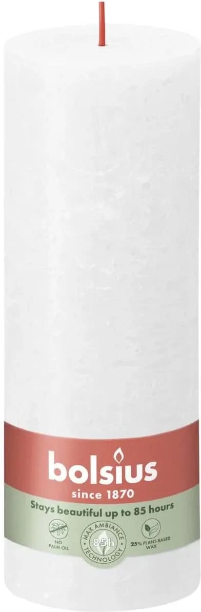 Bolsius świeca pieńkowa rustic shine cloudy white 190 × 68 mm – opakowanie produktu