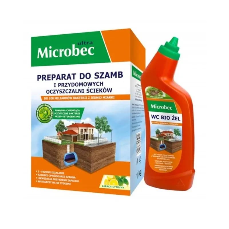 Bros microbec ultra preparat do szamb 1 kg + wc bio żel 500 ml – opakowanie produktu