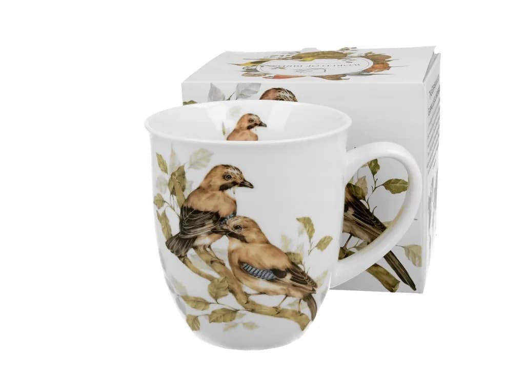 Kubek porcelanowy 400 ml DUO PTASI ŚWIAT Sójki Zwyczajne