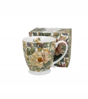 Kubek porcelanowy na stopce DUO 510 ml PEONY WHITE Kwiaty Royal