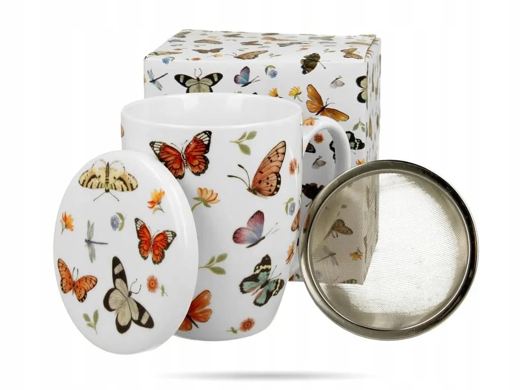 Kubek z zaparzaczem 350 ml DUO CROCUS BUTTERFLIES